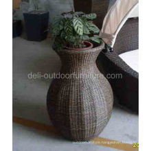 Outdoor Garden Pe Rattan Round Design Flower Pot Basket